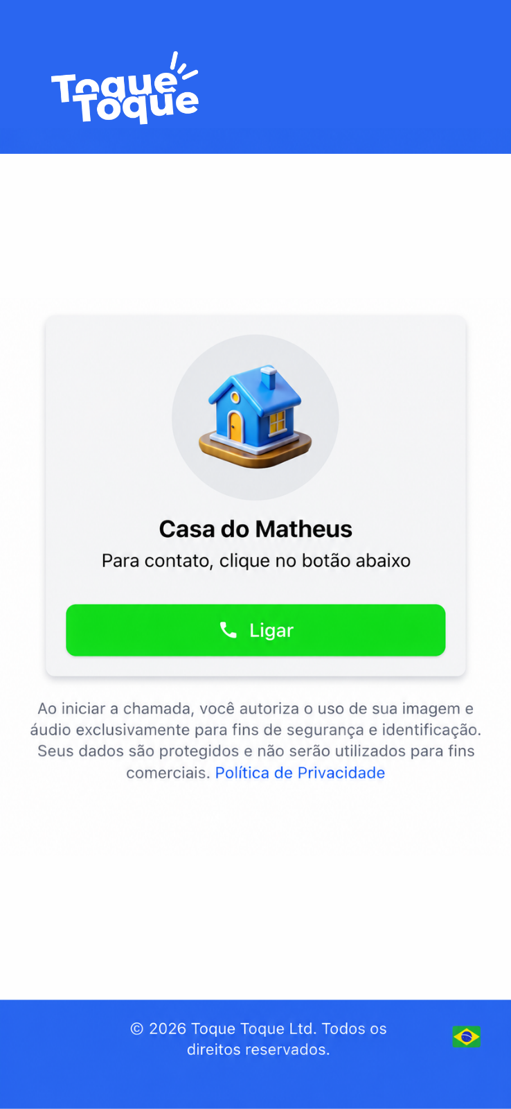 Captura do aplicativo Toque Toque em um smartphone Android